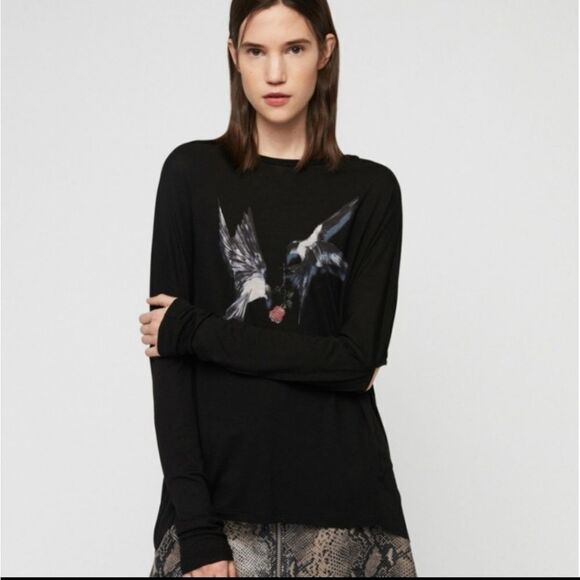All Saints Lovers Wave Long Sleeve Tee Size XS - Picture 1 of 9
